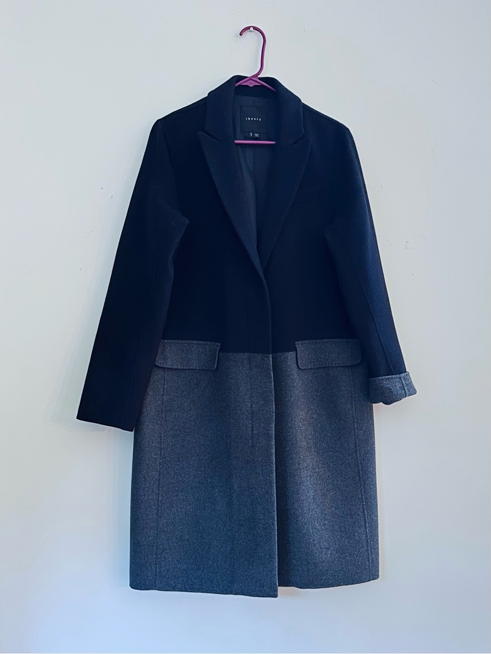 Theory Two-Tone Wool Blend Women's Coat - Navy & Charcoal/Brand new without tag